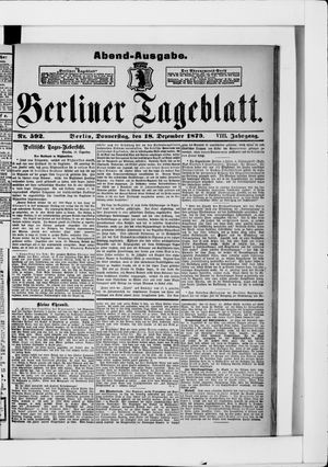 Berliner Tageblatt und Handels-Zeitung vom 18.12.1879