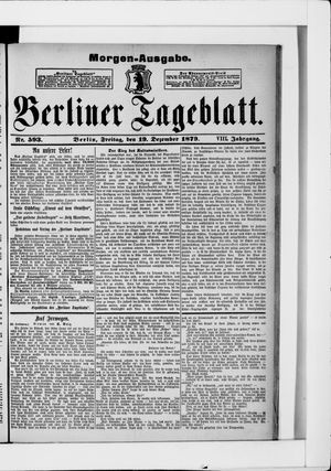 Berliner Tageblatt und Handels-Zeitung vom 19.12.1879