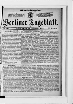 Berliner Tageblatt und Handels-Zeitung vom 19.12.1879