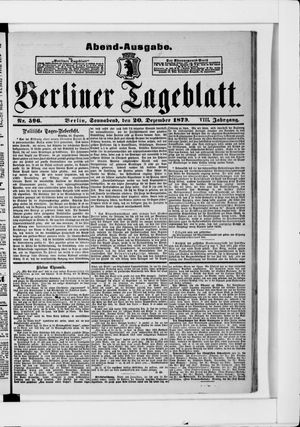Berliner Tageblatt und Handels-Zeitung vom 20.12.1879