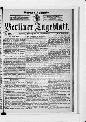 Berliner Tageblatt und Handels-Zeitung vom 21.12.1879