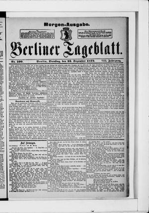 Berliner Tageblatt und Handels-Zeitung vom 23.12.1879