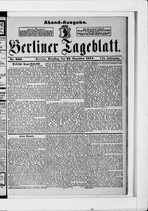 Berliner Tageblatt und Handels-Zeitung vom 23.12.1879