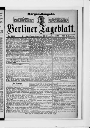 Berliner Tageblatt und Handels-Zeitung vom 25.12.1879