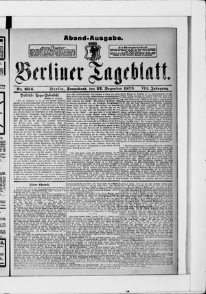 Berliner Tageblatt und Handels-Zeitung vom 27.12.1879