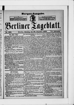 Berliner Tageblatt und Handels-Zeitung vom 28.12.1879