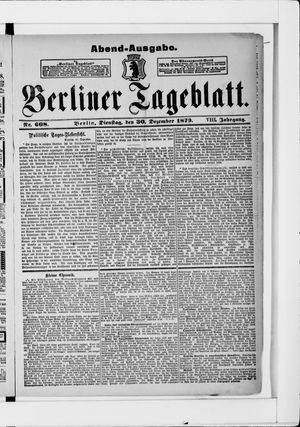 Berliner Tageblatt und Handels-Zeitung vom 30.12.1879