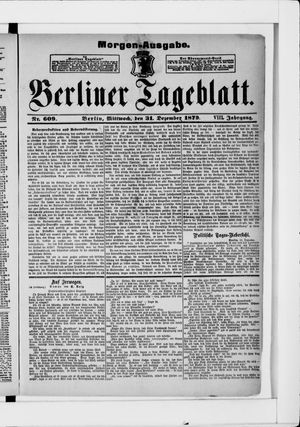 Berliner Tageblatt und Handels-Zeitung vom 31.12.1879