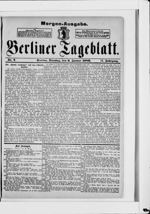 Berliner Tageblatt und Handels-Zeitung vom 06.01.1880