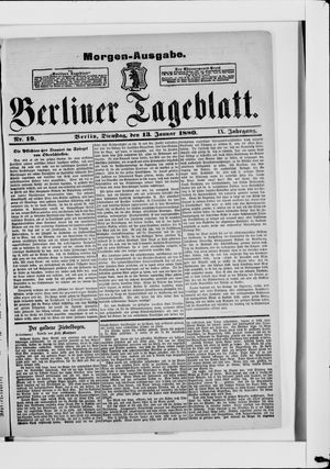 Berliner Tageblatt und Handels-Zeitung vom 13.01.1880