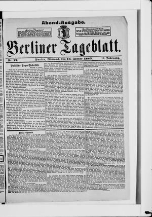 Berliner Tageblatt und Handels-Zeitung vom 14.01.1880