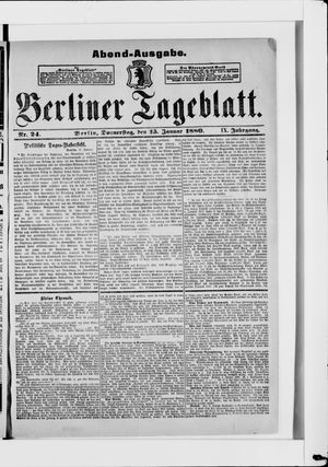 Berliner Tageblatt und Handels-Zeitung on Jan 15, 1880