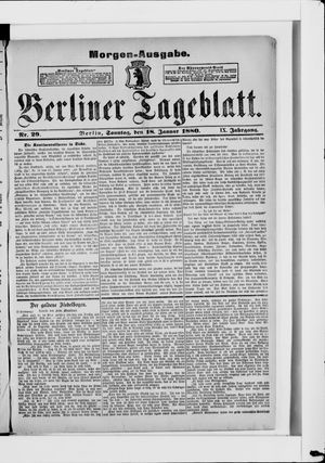 Berliner Tageblatt und Handels-Zeitung vom 18.01.1880