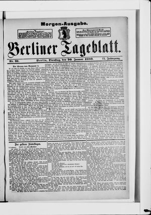 Berliner Tageblatt und Handels-Zeitung vom 20.01.1880