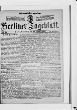 Berliner Tageblatt und Handels-Zeitung vom 22.01.1880
