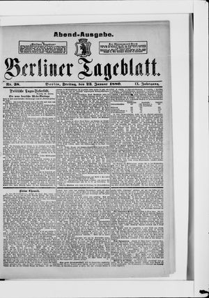 Berliner Tageblatt und Handels-Zeitung vom 23.01.1880