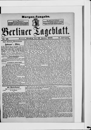 Berliner Tageblatt und Handels-Zeitung on Jan 27, 1880