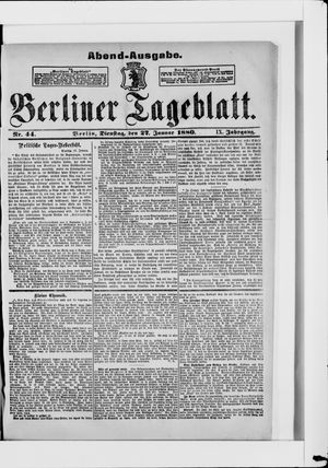 Berliner Tageblatt und Handels-Zeitung on Jan 27, 1880