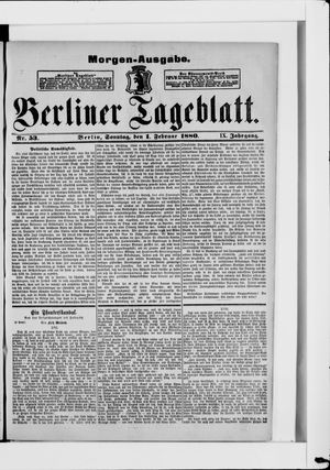 Berliner Tageblatt und Handels-Zeitung vom 01.02.1880