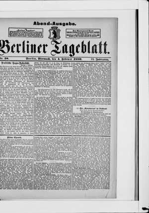 Berliner Tageblatt und Handels-Zeitung on Feb 4, 1880