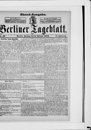 Berliner Tageblatt und Handels-Zeitung vom 06.02.1880
