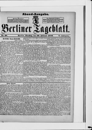 Berliner Tageblatt und Handels-Zeitung vom 10.02.1880