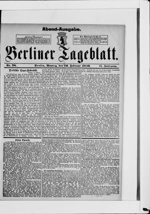 Berliner Tageblatt und Handels-Zeitung vom 16.02.1880