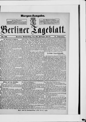 Berliner Tageblatt und Handels-Zeitung vom 19.02.1880