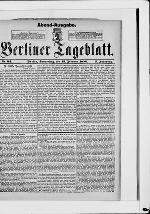 Berliner Tageblatt und Handels-Zeitung vom 19.02.1880