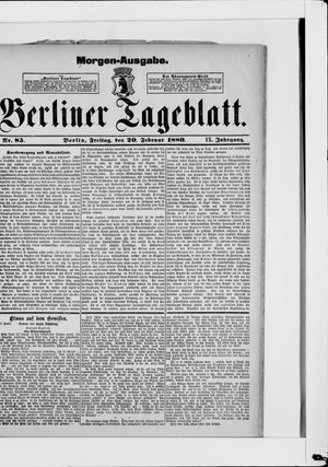 Berliner Tageblatt und Handels-Zeitung vom 20.02.1880