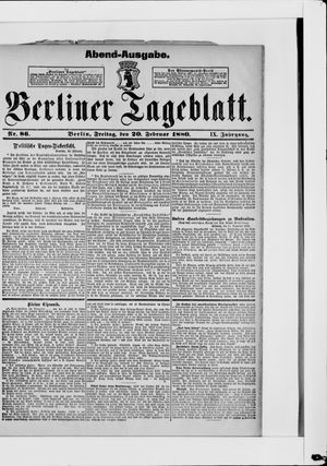 Berliner Tageblatt und Handels-Zeitung vom 20.02.1880