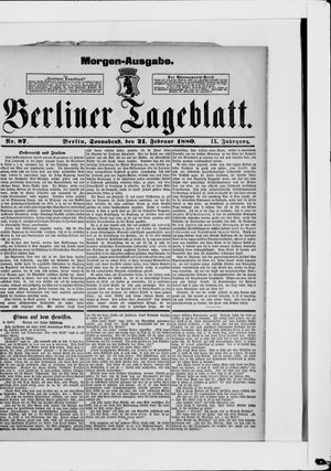 Berliner Tageblatt und Handels-Zeitung vom 21.02.1880