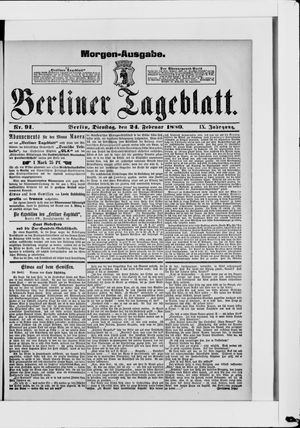 Berliner Tageblatt und Handels-Zeitung on Feb 24, 1880
