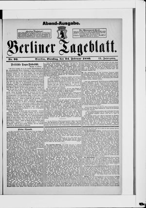 Berliner Tageblatt und Handels-Zeitung vom 24.02.1880