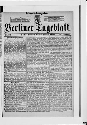 Berliner Tageblatt und Handels-Zeitung vom 25.02.1880