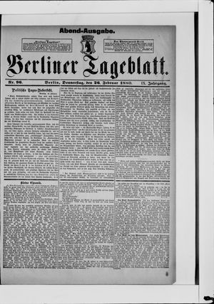 Berliner Tageblatt und Handels-Zeitung vom 26.02.1880