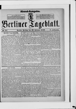 Berliner Tageblatt und Handels-Zeitung on Feb 27, 1880