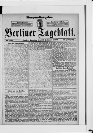 Berliner Tageblatt und Handels-Zeitung vom 29.02.1880