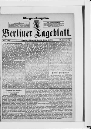 Berliner Tageblatt und Handels-Zeitung on Mar 3, 1880