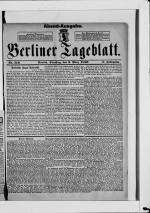 Berliner Tageblatt und Handels-Zeitung vom 09.03.1880