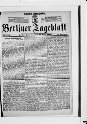 Berliner Tageblatt und Handels-Zeitung vom 25.03.1880