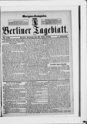 Berliner Tageblatt und Handels-Zeitung vom 28.03.1880