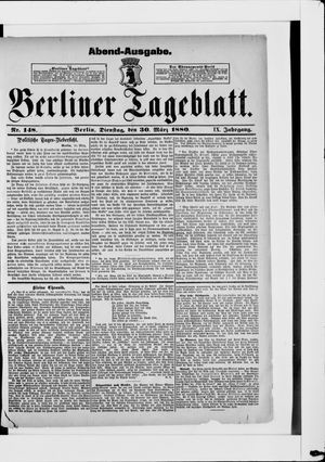 Berliner Tageblatt und Handels-Zeitung vom 30.03.1880