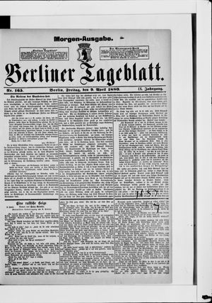 Berliner Tageblatt und Handels-Zeitung vom 09.04.1880