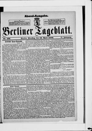 Berliner Tageblatt und Handels-Zeitung vom 13.04.1880