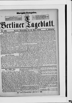 Berliner Tageblatt und Handels-Zeitung vom 15.04.1880