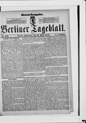 Berliner Tageblatt und Handels-Zeitung on Apr 17, 1880
