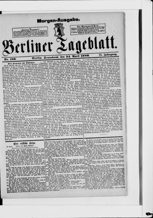 Berliner Tageblatt und Handels-Zeitung vom 24.04.1880