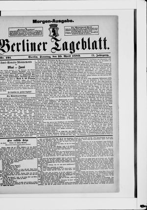 Berliner Tageblatt und Handels-Zeitung on Apr 25, 1880