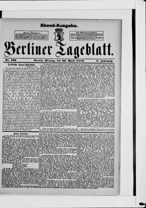 Berliner Tageblatt und Handels-Zeitung vom 26.04.1880